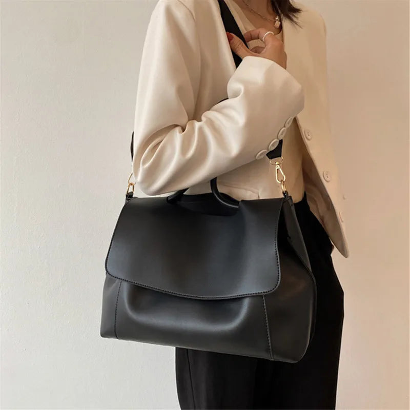 2025 Fashion Women's Wild Soft Pu Leather Large Capacity Casual Tote Handbags Commute Luxury Designer Shoulder Messenger Bag