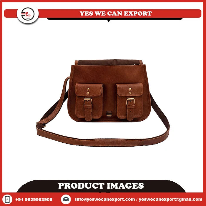Indian Manufacturer Women's Stylish Genuine Leather Crossbody Bag Trendy Sling with Zipper Closure on Sale for Laptop Carrying