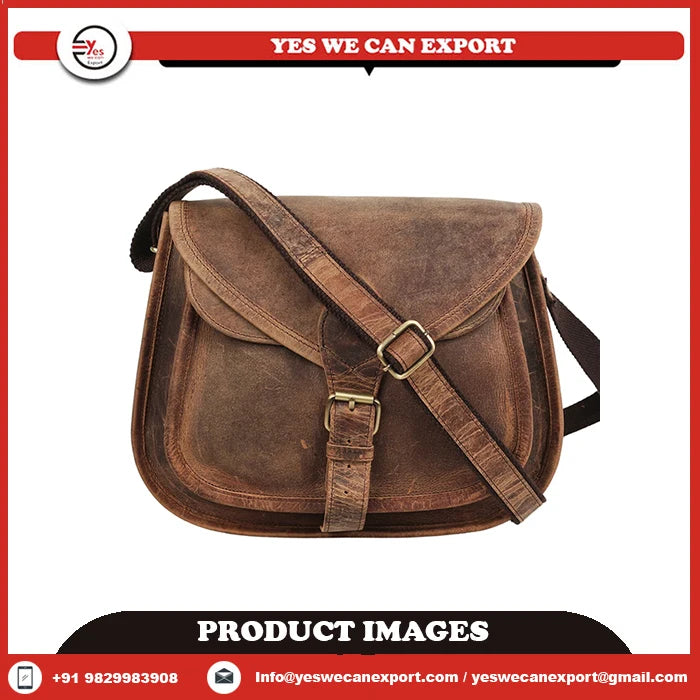 Indian Manufacturer Women's Stylish Genuine Leather Crossbody Bag Trendy Sling with Zipper Closure on Sale for Laptop Carrying