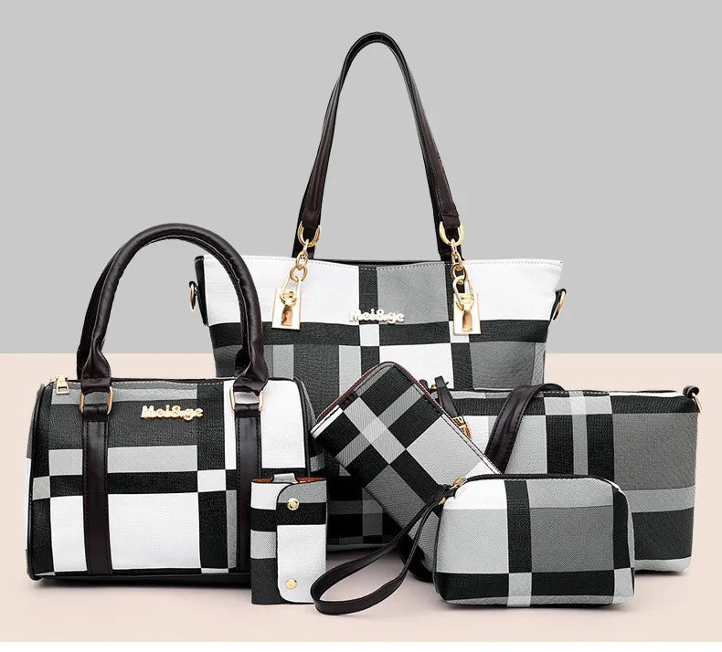 High Quality Women Pu Leather Handbags 2023 Hot Sale Set 6pcs Lady Hand Bag