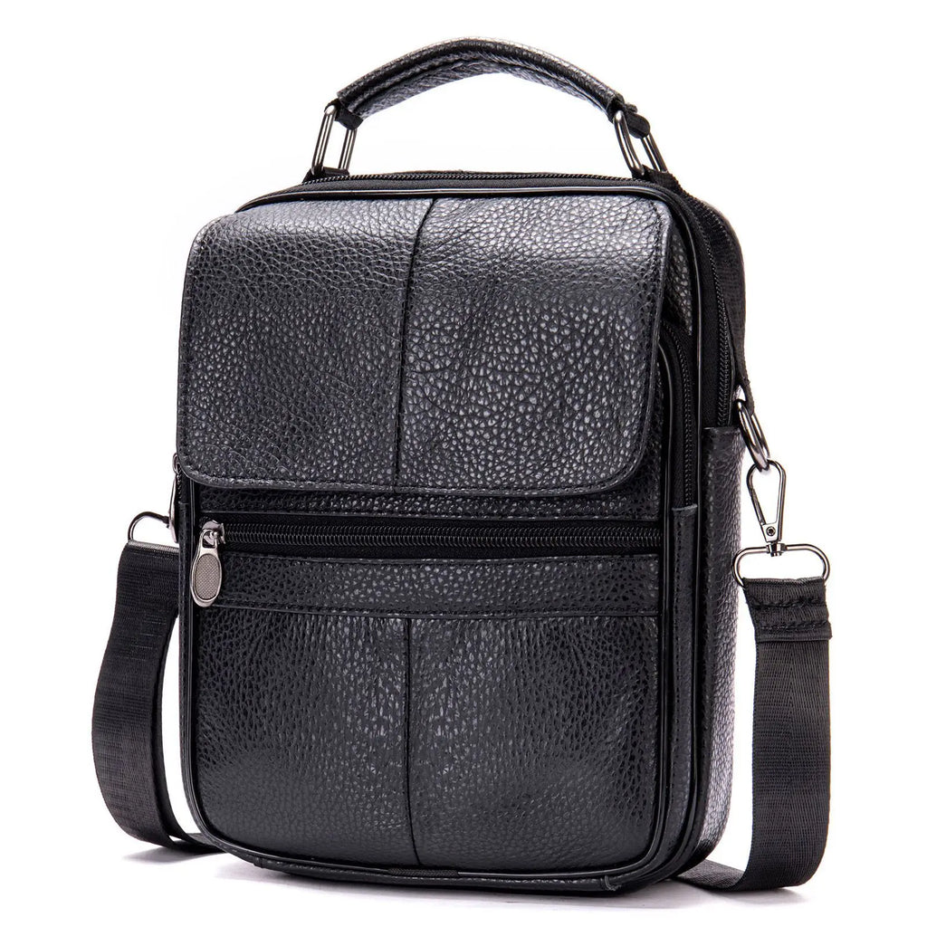 High-End Men's Genuine Cowhide Leather Handbag Fashionable Crossbody Business Travel Bag Letter Top Layer Shoulder Bag