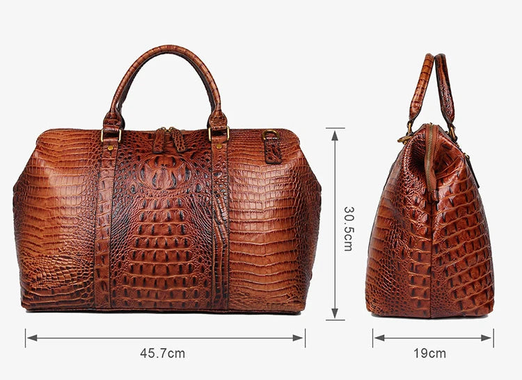 Luxury Crocodile Handbag Women Bags Large Capacity Alligator Print Leather Duffle Bag for Men Top Handle Leather Tote Bag Purse