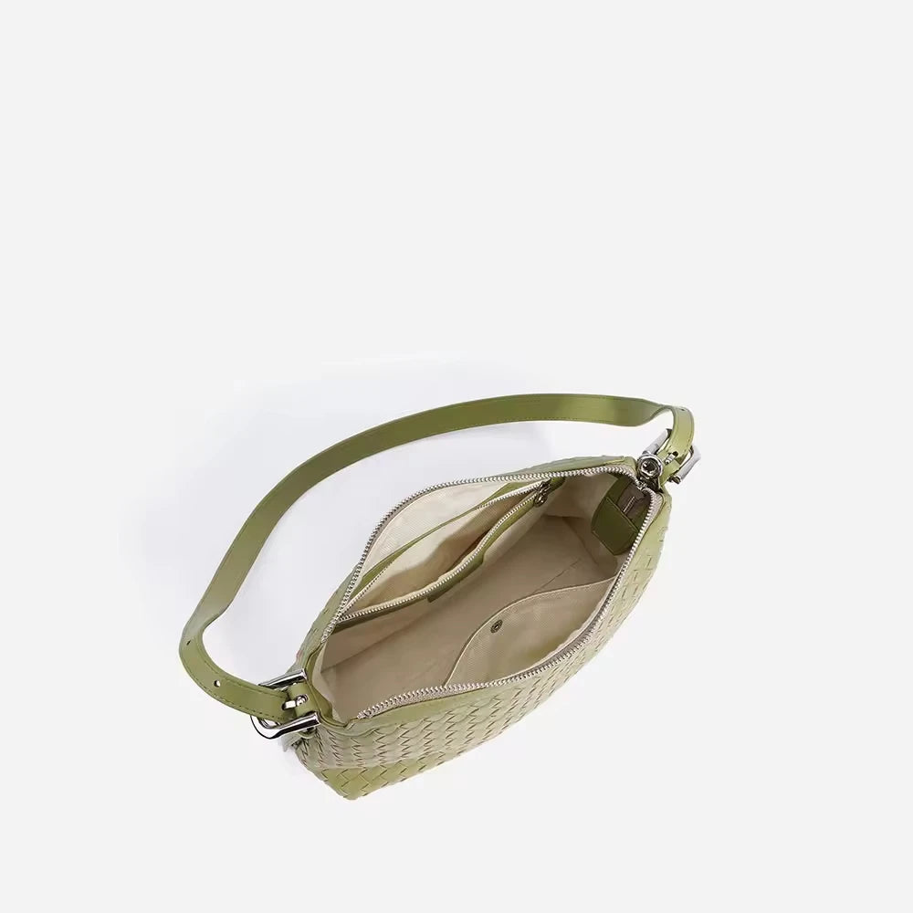 2025 Genuine Cowhide Leather Woven Women's Shoulder Bags  Ladies Handmade Handbag Purse Bucket Weaved Bag BOLSO DE LUJO