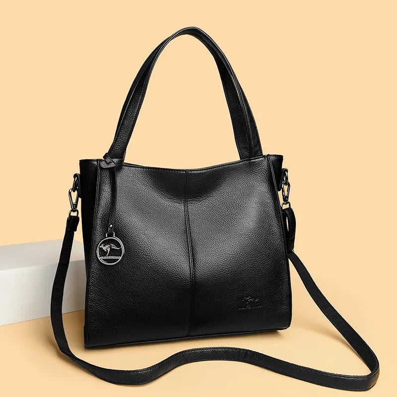 Premium Soft PU Leather Women's Handbag Large Capacity Brand Messenger Tote Bag Open Crossbody Shoulder Design for Shopping