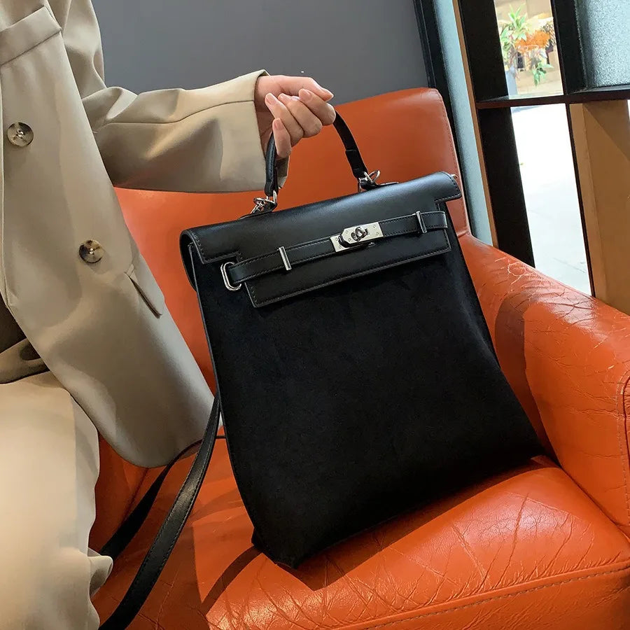 Women's Retro Style Large Capacity Tote Bag with Polyester Lining Autumn Winter Hot Sale for Backpack Main Material PU