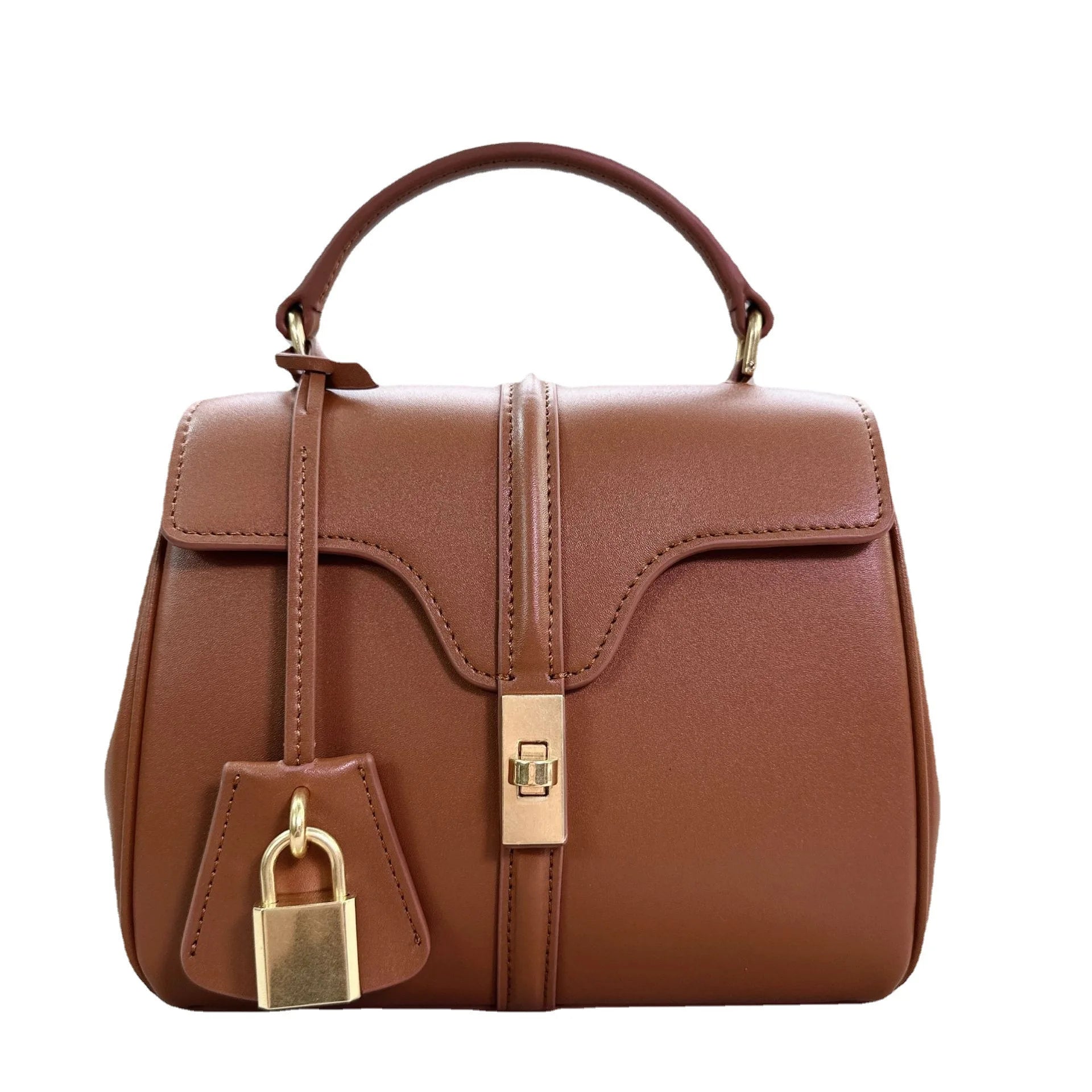 Premium Feel Women's Genuine Leather Tote Bag Vintage Dress Rock Style One Shoulder Crossbody Lock Button Handheld for Summer