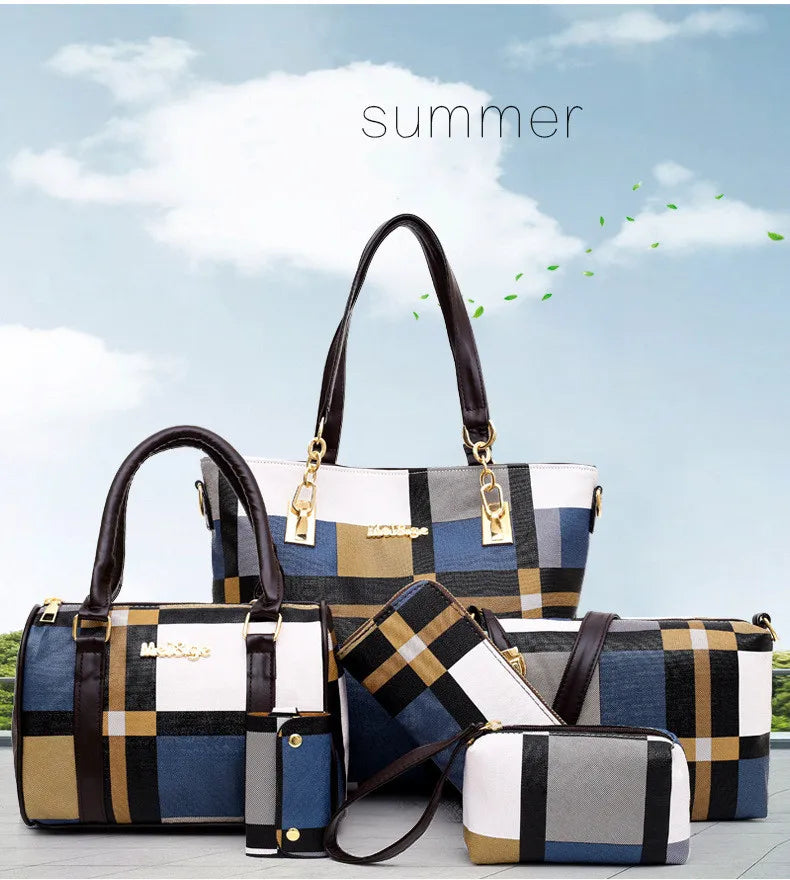 High Quality Women Pu Leather Handbags 2023 Hot Sale Set 6pcs Lady Hand Bag