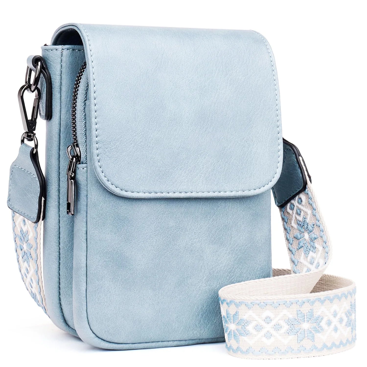 Women's New Retro Style PU Leather Crossbody Bag Adjustable One Shoulder Multi-Zipper Messenger Shoulder Bag