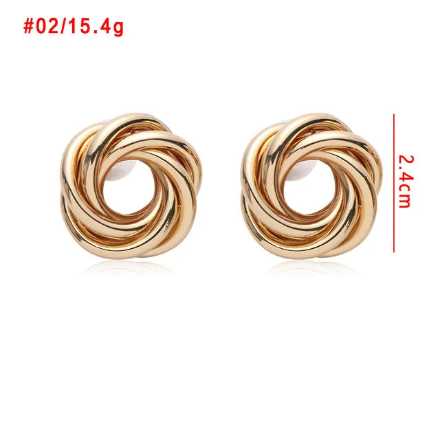 Fashion Classic Gold Twisted Love Knot Stud Earrings for Women Simple Geometric Small Earrings Wedding Bridal Jewelry N206048