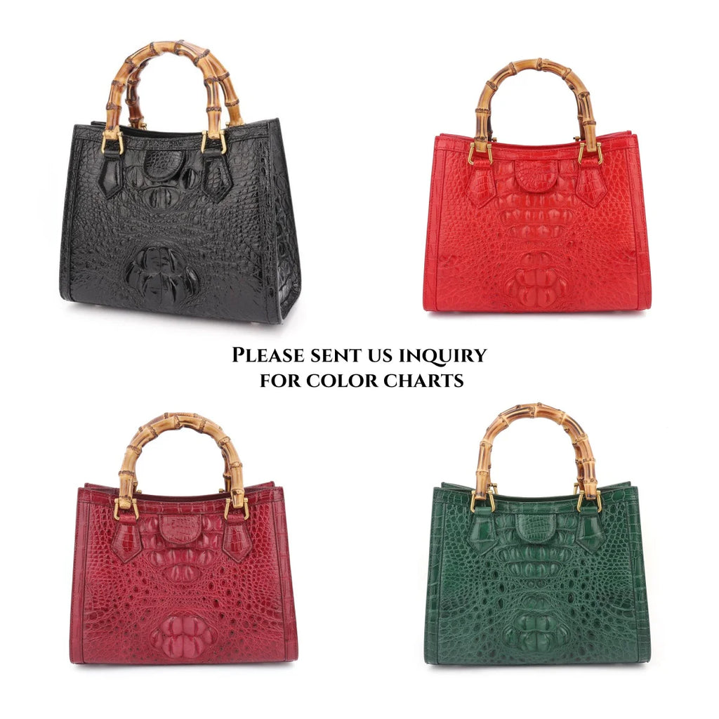 Sac a Main Dame Luxury Real Genuine Women Crocodile Skin Leather Bamboo Handle Crossbody Shoulder Handbags for Women Luxury Bags