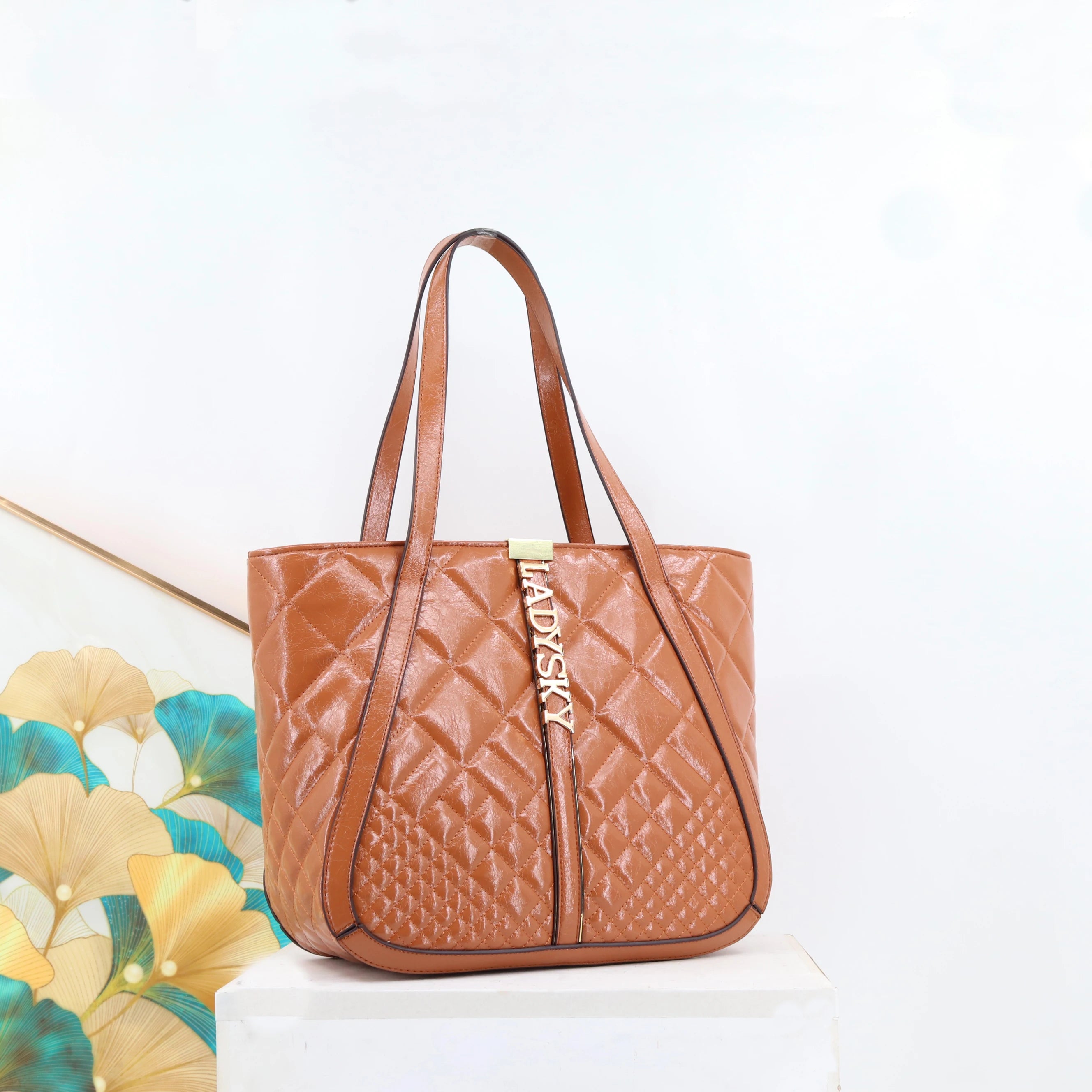 Super Product 2024 Ladysky Super Fiber Leather Ladies Bag Fashion Ladies Shoulder Bag Quality Women's Tote Bag Factory 35 cm