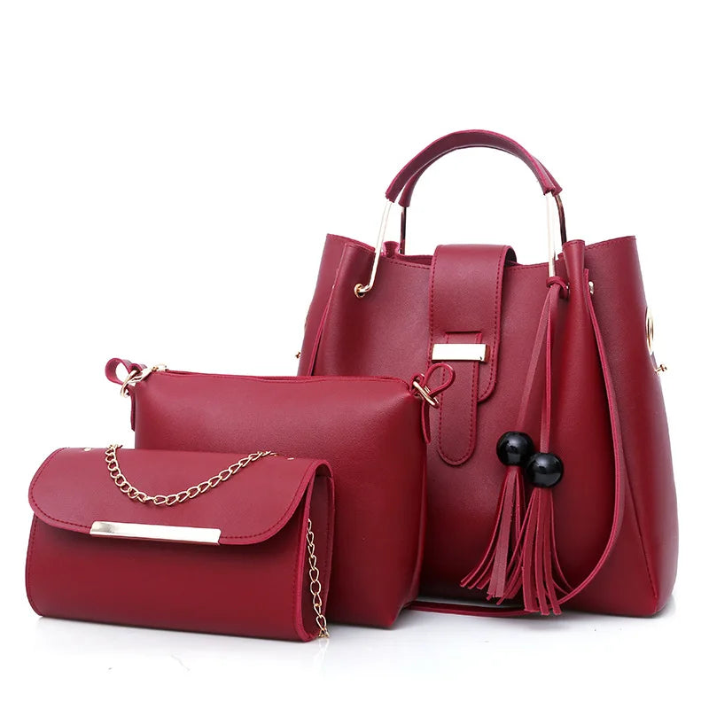 KALANTA Wholesale Sac a Main Femme PU Luxury Ladies Leather Hand Bag  Women's Luxury Tassel Handbag Set
