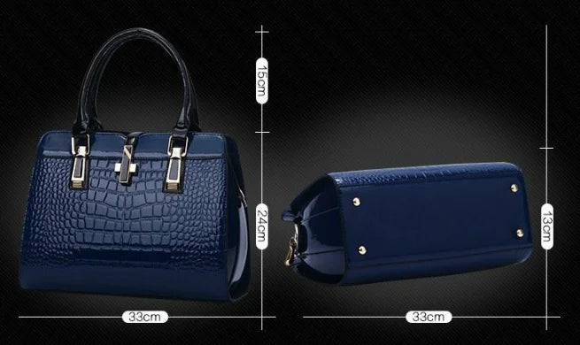 Crocodile Leather Women's Crossbody Handbag with Zipper Closure Fashionable PU Purse Featuring Geometric Pattern Patent Design