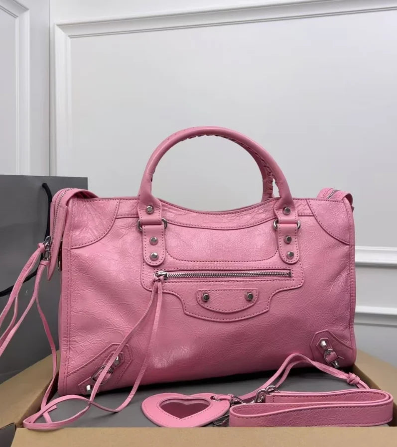 High-end original top quality new genuine leather women's bag shoulder bag retro style cowhide multi-pocket motorcycle bag