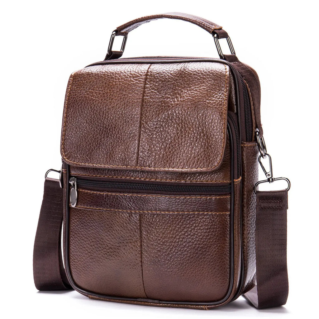 High-End Men's Genuine Cowhide Leather Handbag Fashionable Crossbody Business Travel Bag Letter Top Layer Shoulder Bag