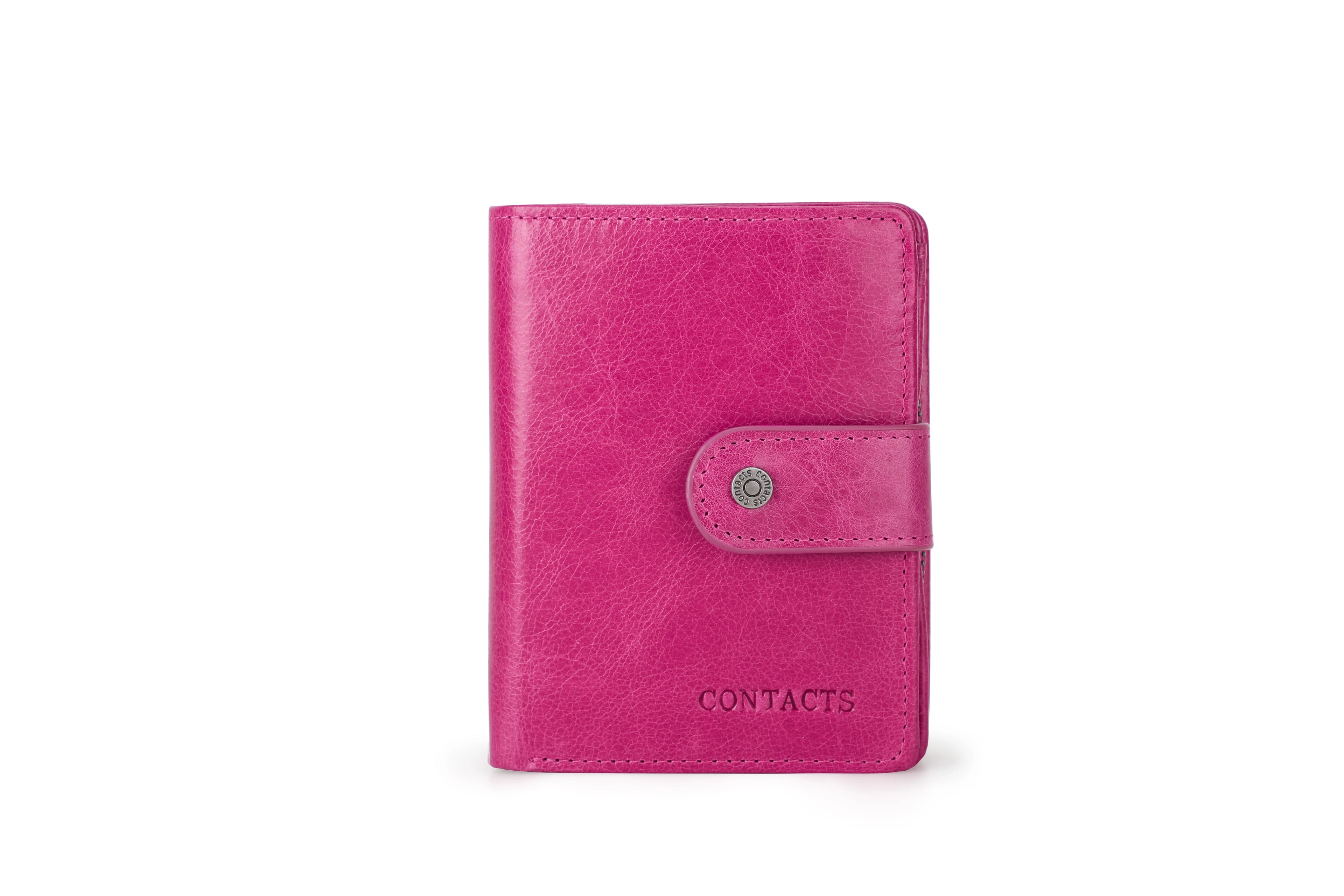 Contact's Genuine Leather RFID Wallets Wholesale for Women Men Luxury Ladies Card Holder Wallets and Coin Purse Unisex