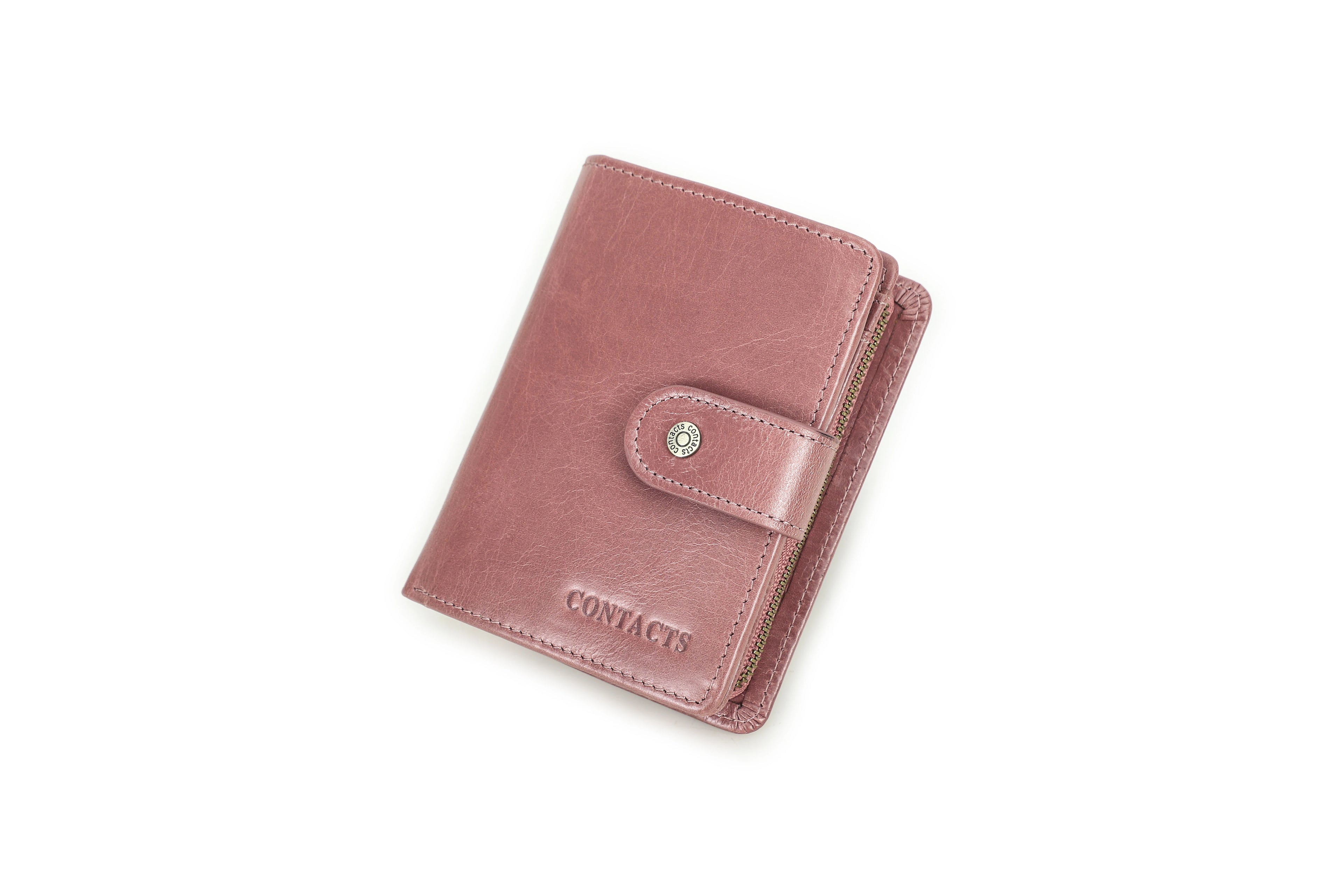 Contact's Genuine Leather RFID Wallets Wholesale for Women Men Luxury Ladies Card Holder Wallets and Coin Purse Unisex