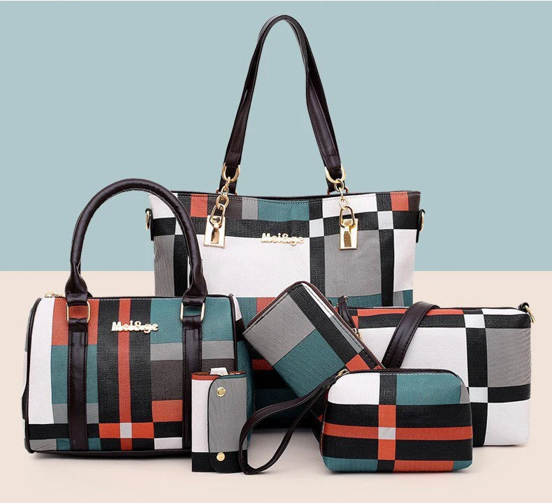 High Quality Women Pu Leather Handbags 2023 Hot Sale Set 6pcs Lady Hand Bag