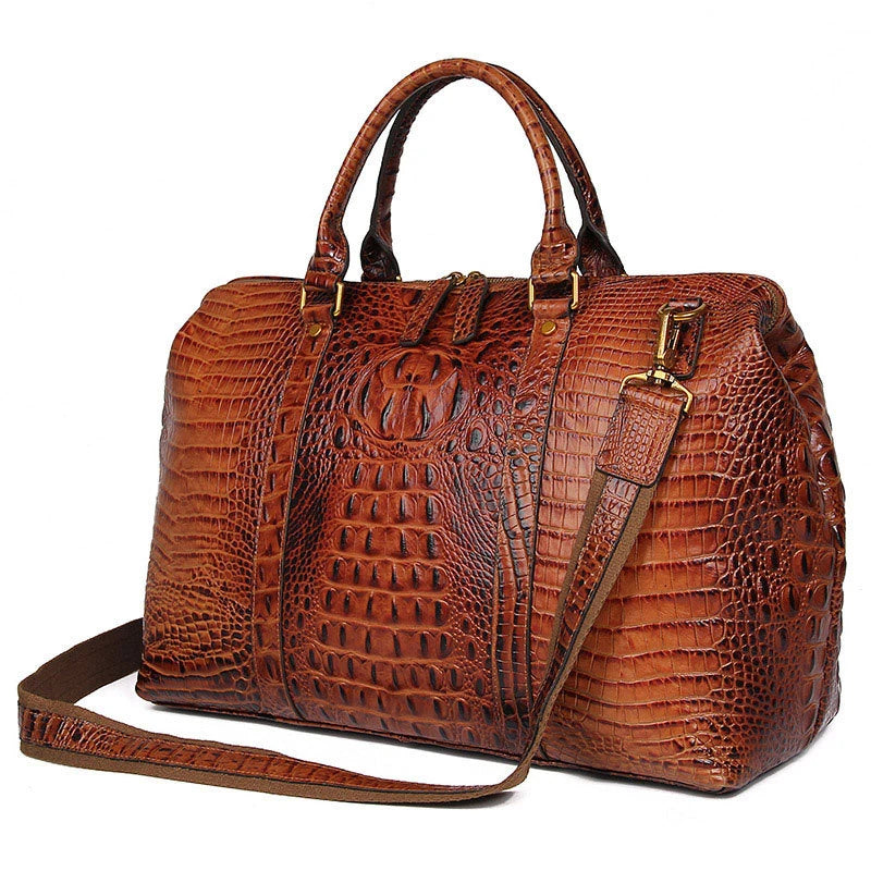 Luxury Crocodile Handbag Women Bags Large Capacity Alligator Print Leather Duffle Bag for Men Top Handle Leather Tote Bag Purse