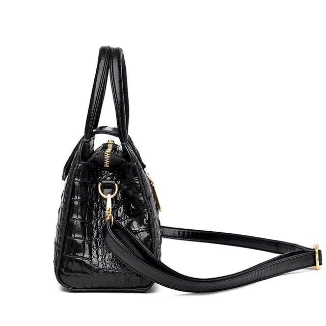 New Style Women's Handbag High Quality PU Leather Crocodile Pattern Large Bag Ladies One Shoulder Messenger Bag