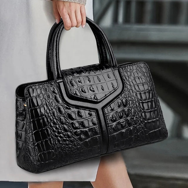 New Style Women's Handbag High Quality PU Leather Crocodile Pattern Large Bag Ladies One Shoulder Messenger Bag