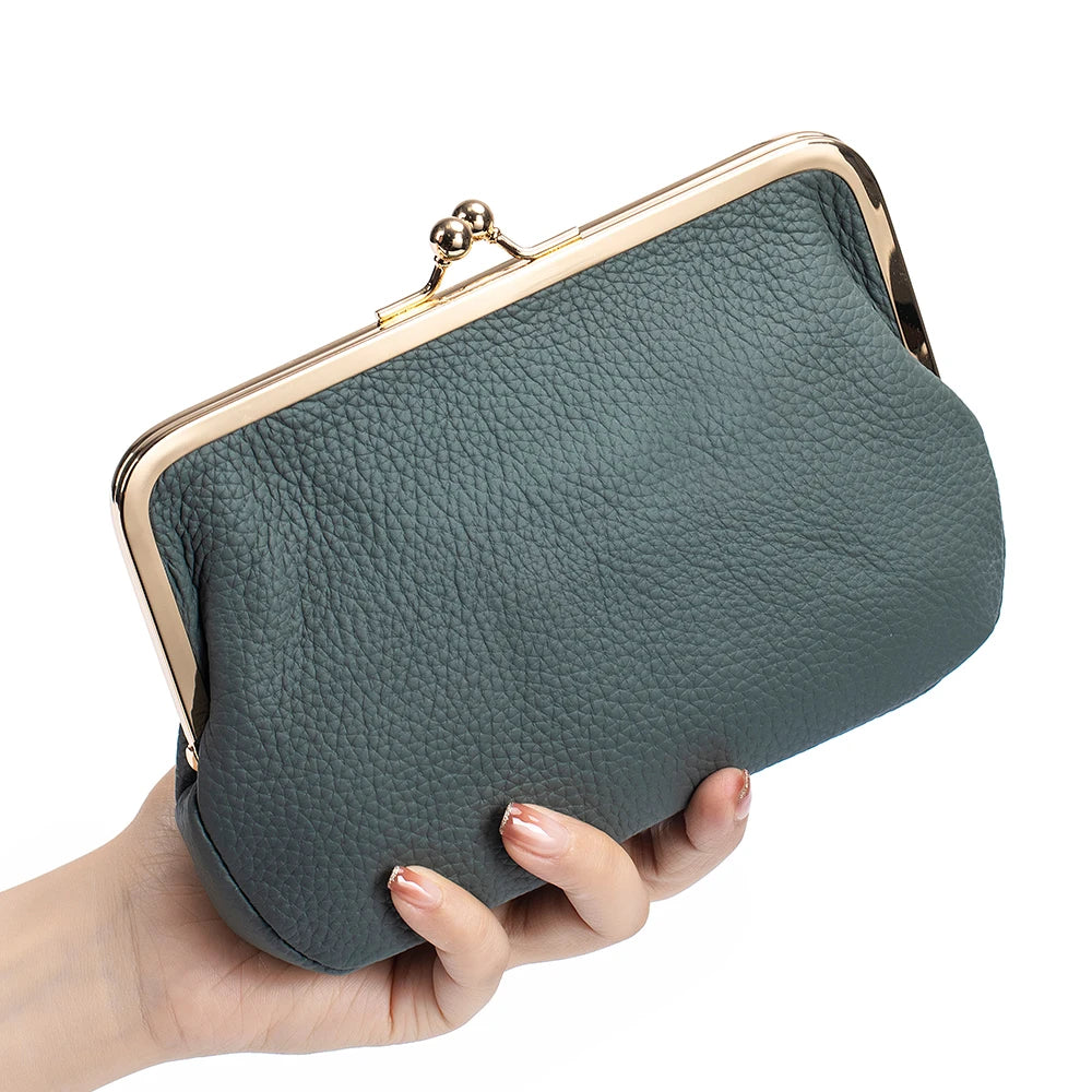 2024New Luxury Chain Crossbody Bag for Women Shoulder Elegant Genuine Leather Women's Handbag Kiss Lock Purse Wallet Cell Phone