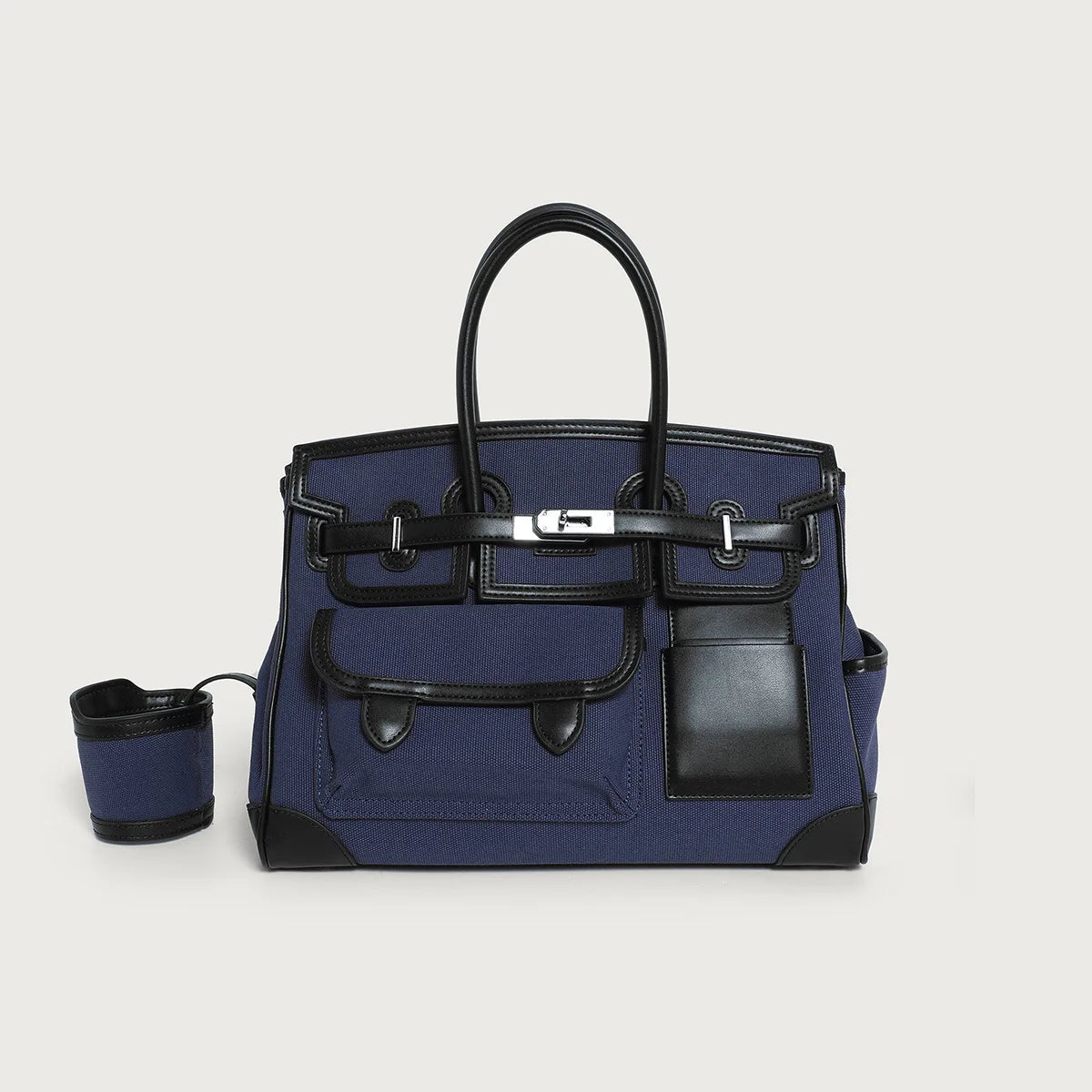 2025 Season New Color-Block Canvas Tote Extra Large Women's Shoulder Bag for Fashionable Casual Travel Single Shoulder Crossbody