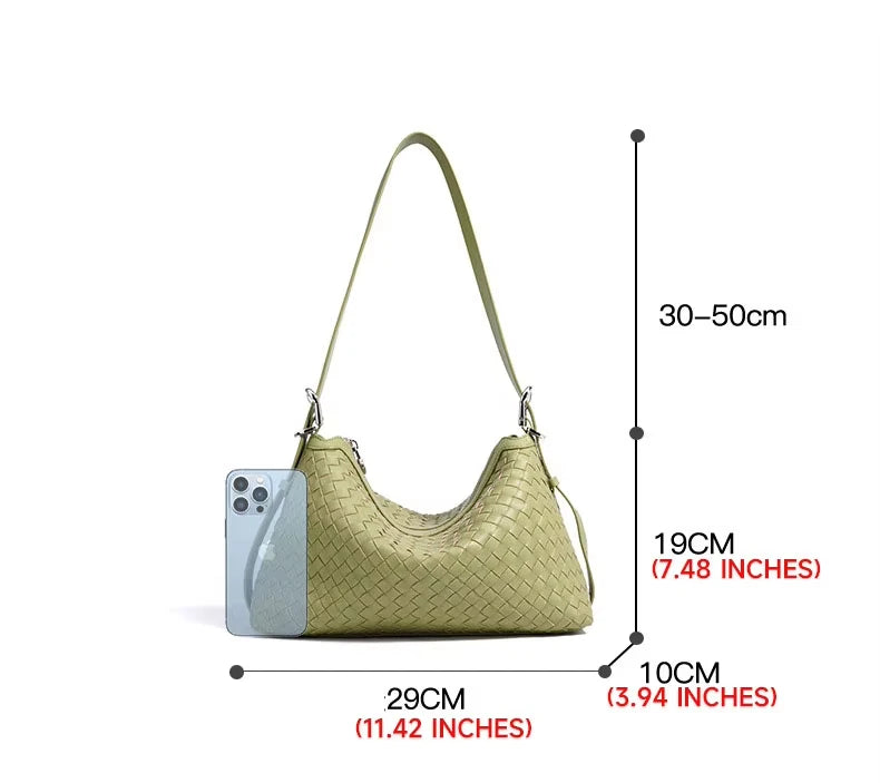 2025 Genuine Cowhide Leather Woven Women's Shoulder Bags  Ladies Handmade Handbag Purse Bucket Weaved Bag BOLSO DE LUJO