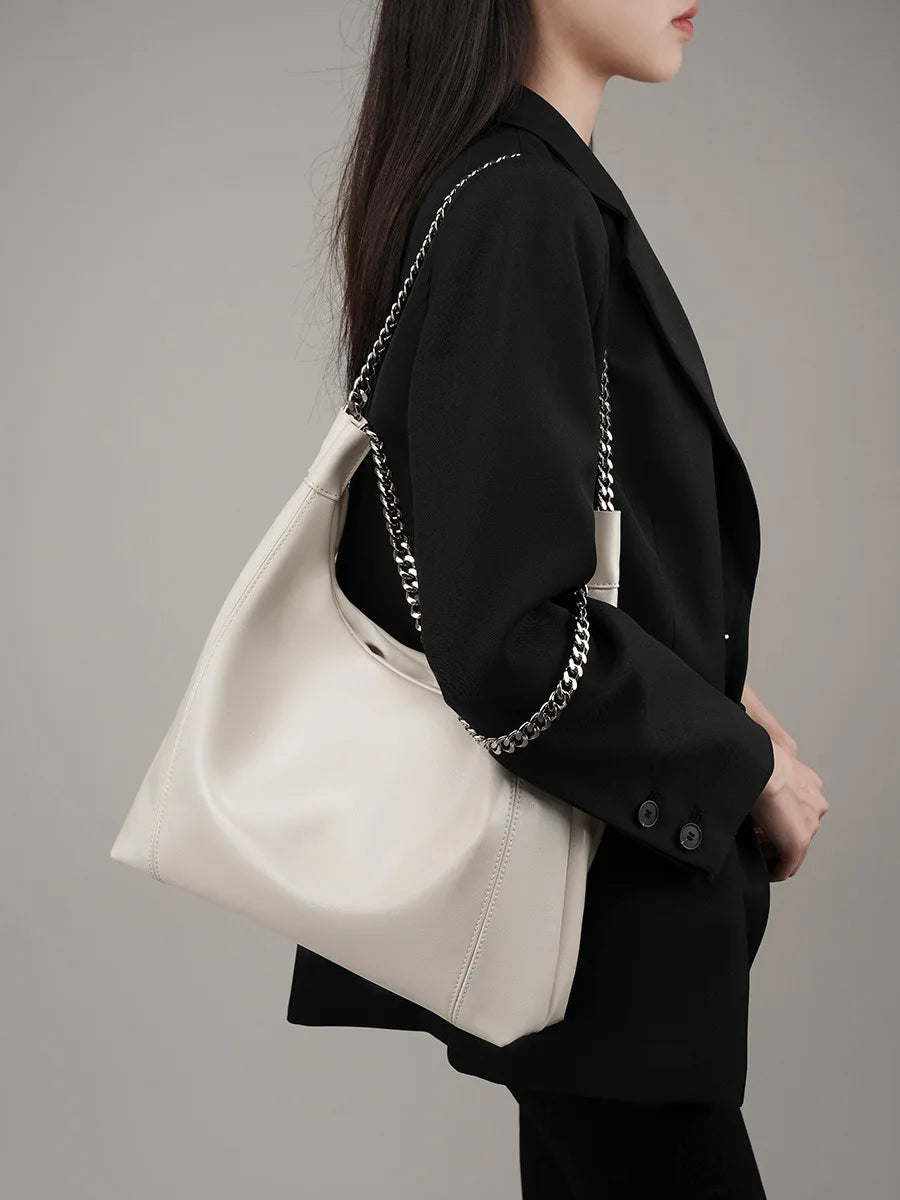 Wholesale Luxury High-capacity Chain Women's Bag Genuine Leather Minimalist Tote Bag Ladies Handbag