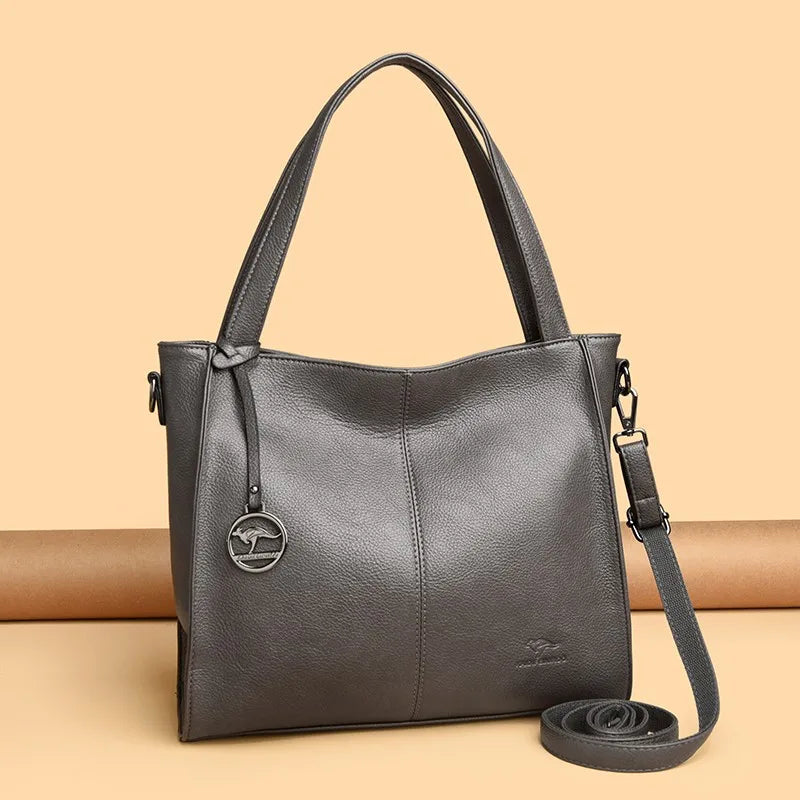Premium Soft PU Leather Women's Handbag Large Capacity Brand Messenger Tote Bag Open Crossbody Shoulder Design for Shopping