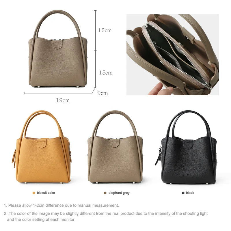 Women's Bag Full Grain Cowhide Handbag Luxury Genuine Leather Messenger Crossbody Shoulder Bag for Ladies