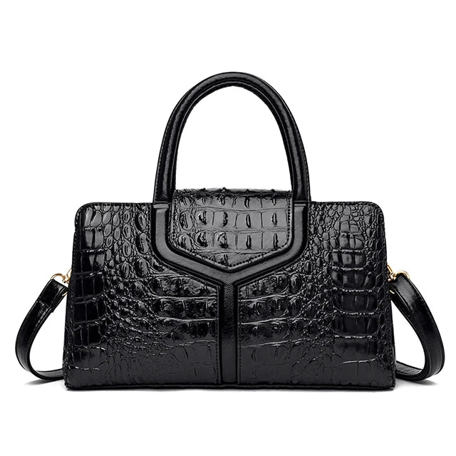 New Style Women's Handbag High Quality PU Leather Crocodile Pattern Large Bag Ladies One Shoulder Messenger Bag