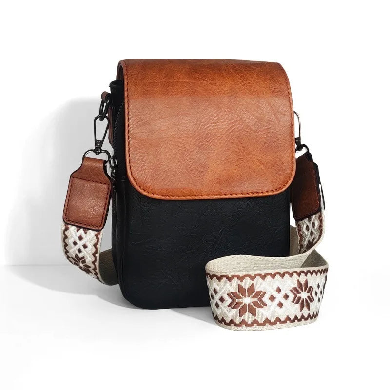 Women's New Retro Style PU Leather Crossbody Bag Adjustable One Shoulder Multi-Zipper Messenger Shoulder Bag