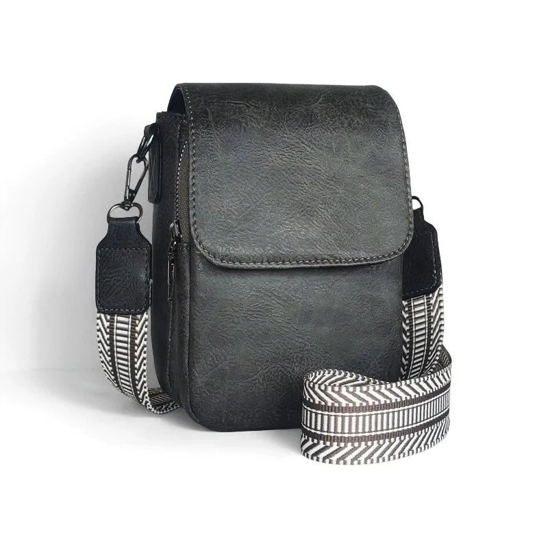 Women's New Retro Style PU Leather Crossbody Bag Adjustable One Shoulder Multi-Zipper Messenger Shoulder Bag