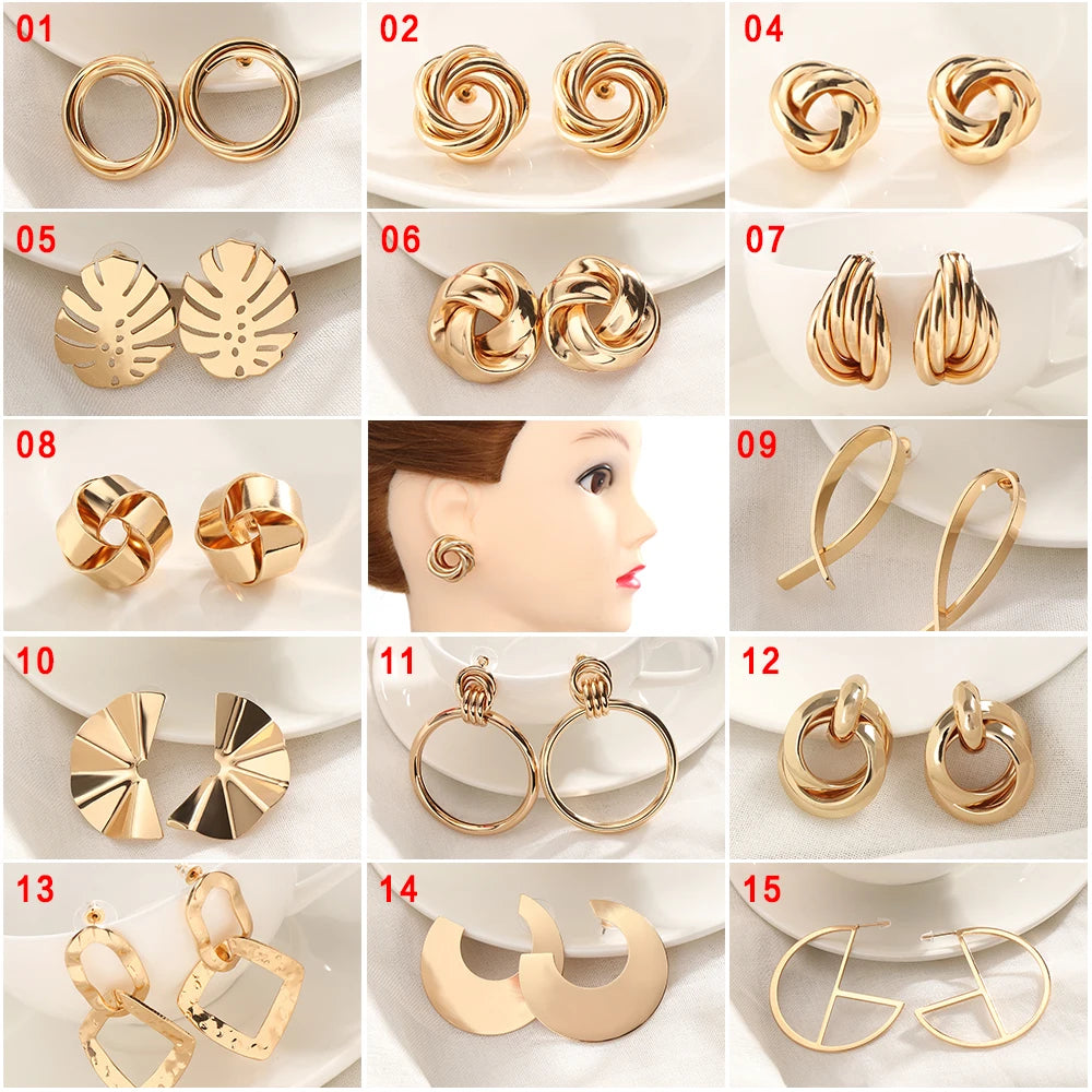 Fashion Classic Gold Twisted Love Knot Stud Earrings for Women Simple Geometric Small Earrings Wedding Bridal Jewelry N206048