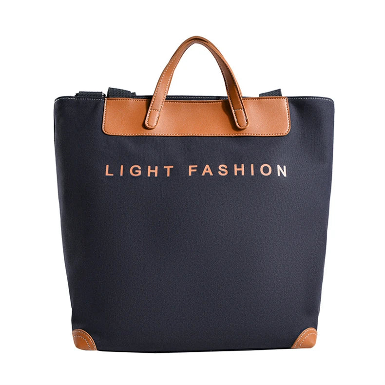 Unisex Customized Logo Printed Shopping Tote Bag Blank Zipper Leather Cotton Canvas Pocket Embroidery Decoration Open Closure