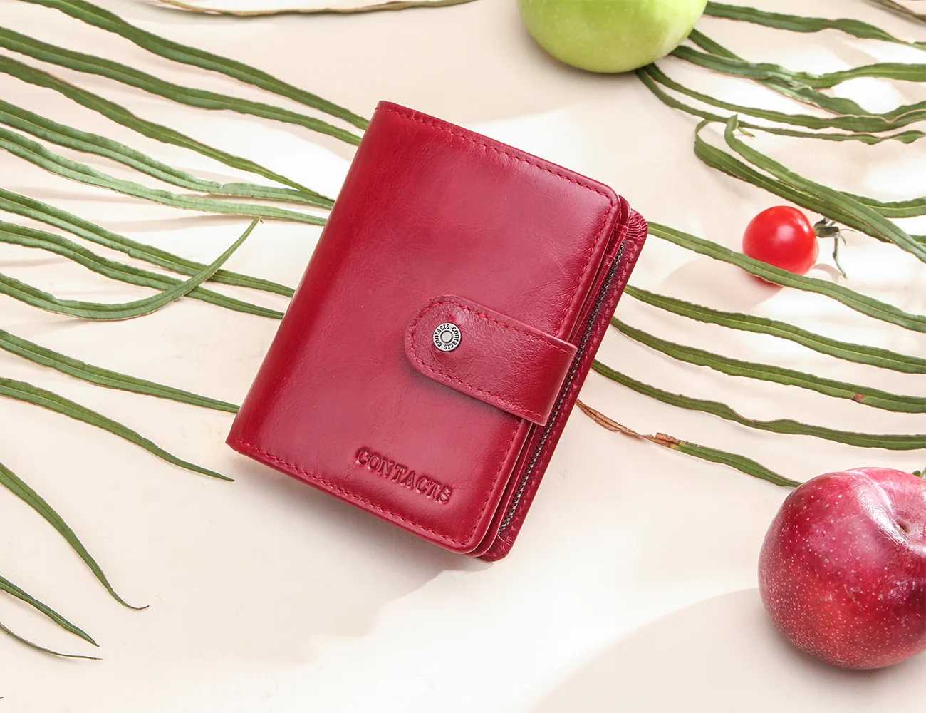 Contact's Genuine Leather RFID Wallets Wholesale for Women Men Luxury Ladies Card Holder Wallets and Coin Purse Unisex