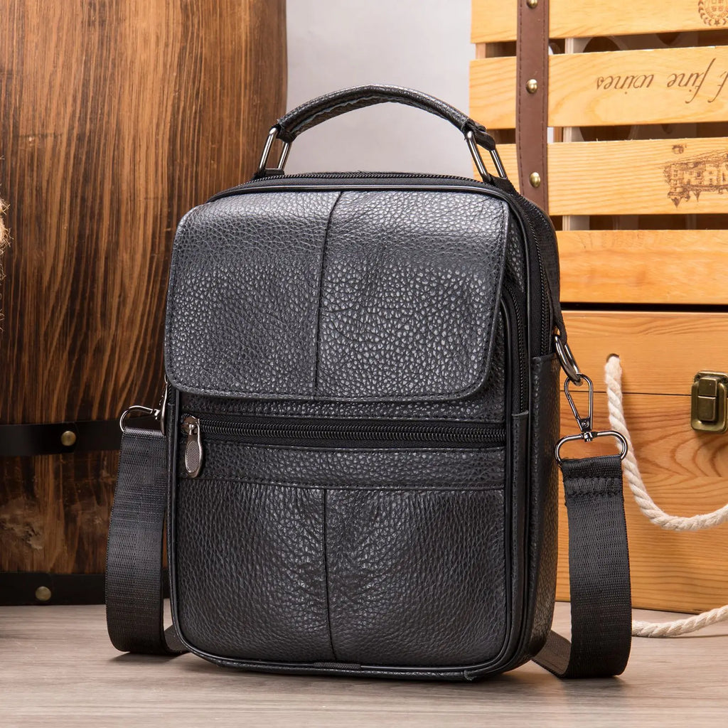 High-End Men's Genuine Cowhide Leather Handbag Fashionable Crossbody Business Travel Bag Letter Top Layer Shoulder Bag