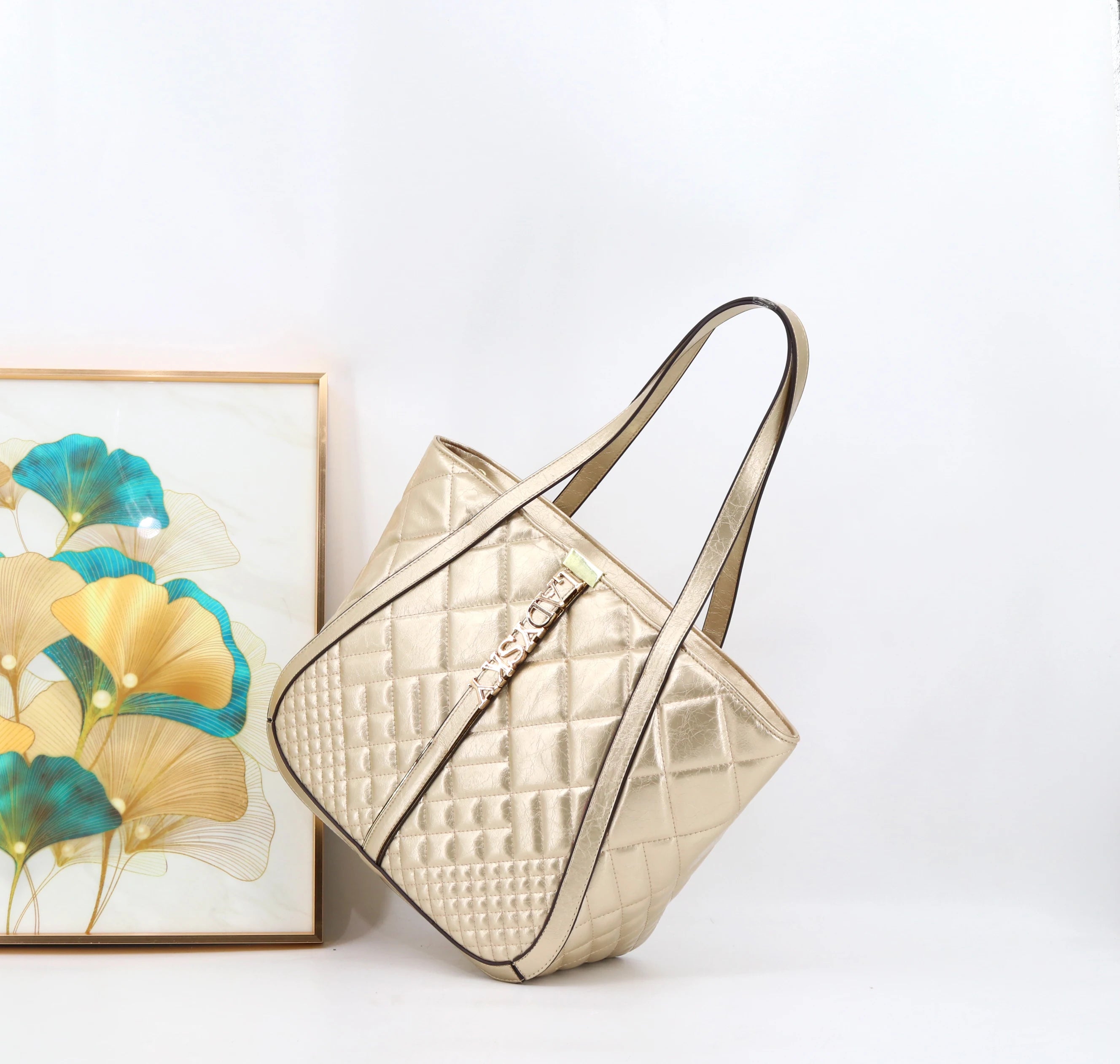 Super Product 2024 Ladysky Super Fiber Leather Ladies Bag Fashion Ladies Shoulder Bag Quality Women's Tote Bag Factory 35 cm