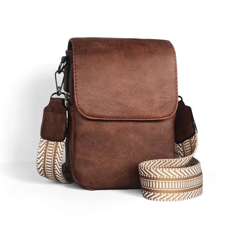 Women's New Retro Style PU Leather Crossbody Bag Adjustable One Shoulder Multi-Zipper Messenger Shoulder Bag