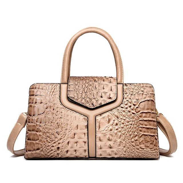 New Style Women's Handbag High Quality PU Leather Crocodile Pattern Large Bag Ladies One Shoulder Messenger Bag