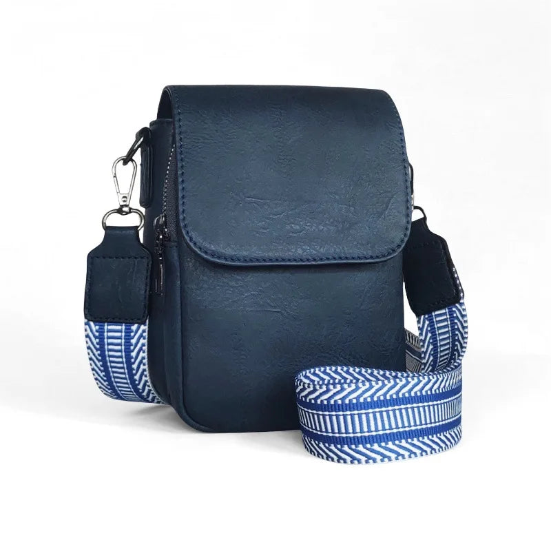 Women's New Retro Style PU Leather Crossbody Bag Adjustable One Shoulder Multi-Zipper Messenger Shoulder Bag