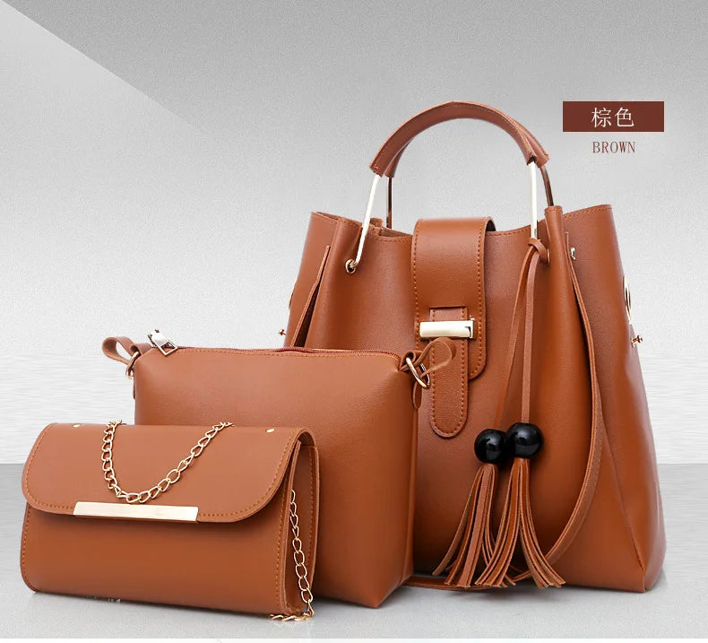 KALANTA Wholesale Sac a Main Femme PU Luxury Ladies Leather Hand Bag  Women's Luxury Tassel Handbag Set