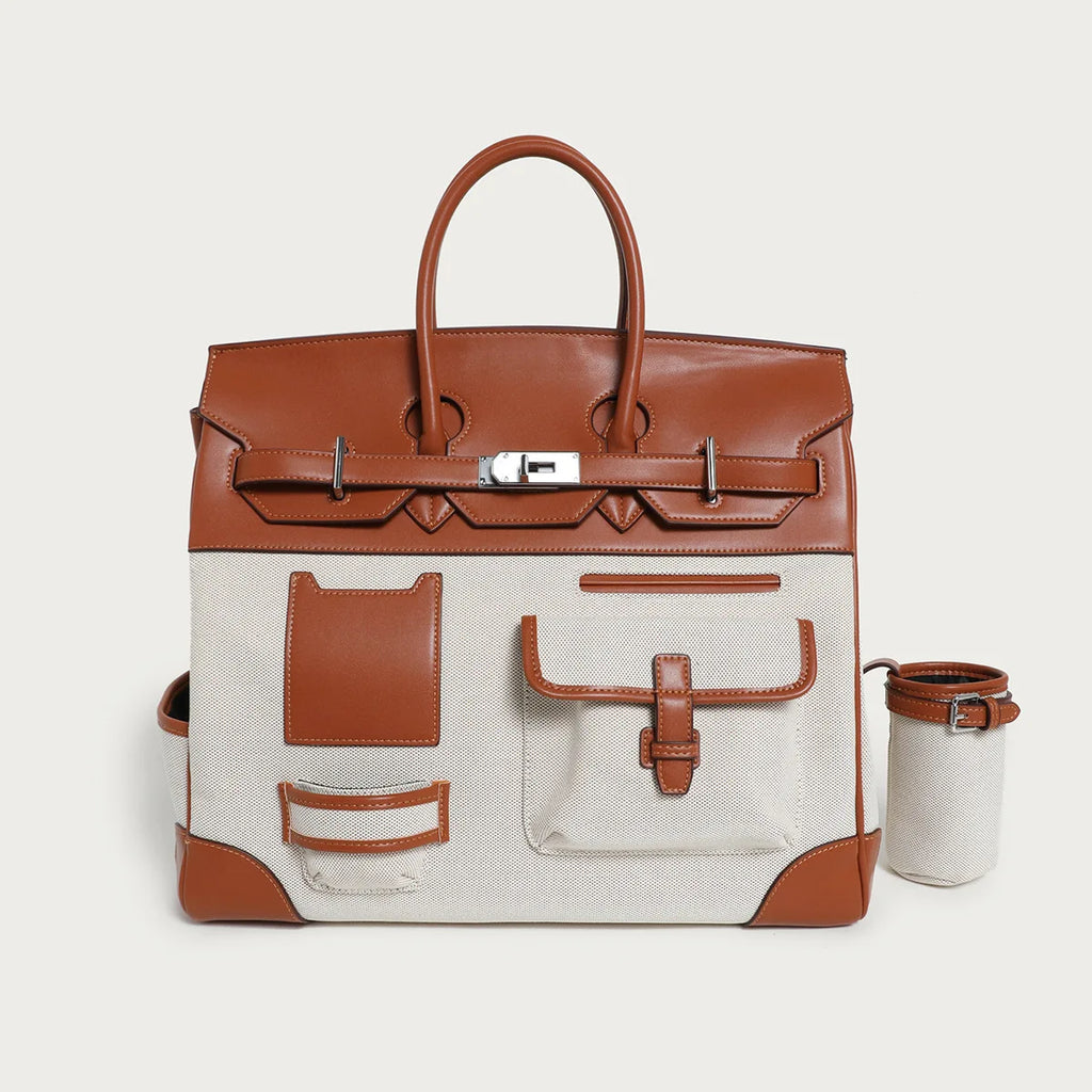 2025 Season New Color-Block Canvas Tote Extra Large Women's Shoulder Bag for Fashionable Casual Travel Single Shoulder Crossbody