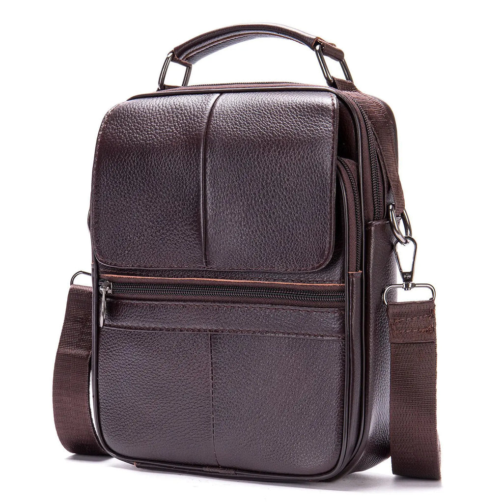 High-End Men's Genuine Cowhide Leather Handbag Fashionable Crossbody Business Travel Bag Letter Top Layer Shoulder Bag