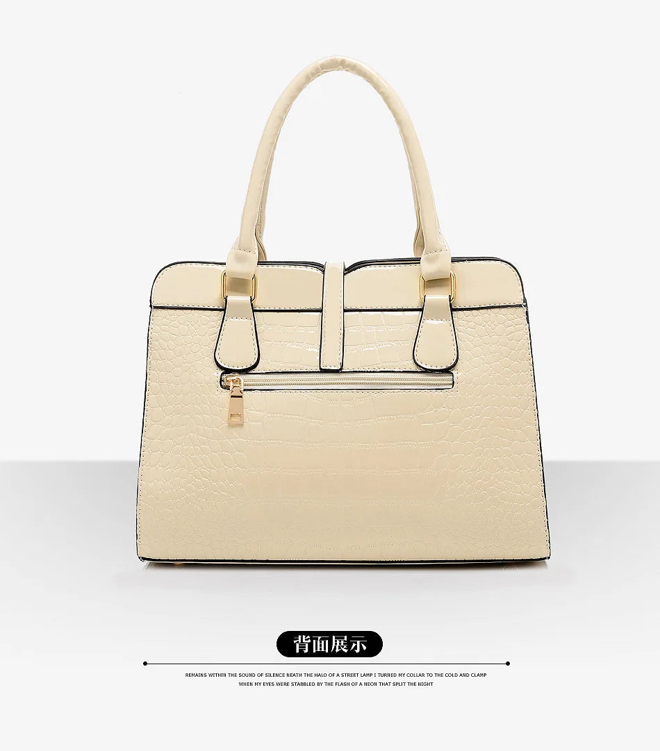 Crocodile Leather Women's Crossbody Handbag with Zipper Closure Fashionable PU Purse Featuring Geometric Pattern Patent Design