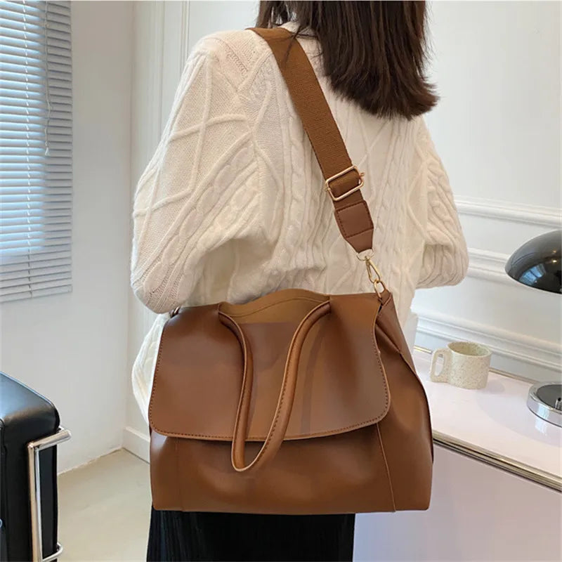 2025 Fashion Women's Wild Soft Pu Leather Large Capacity Casual Tote Handbags Commute Luxury Designer Shoulder Messenger Bag