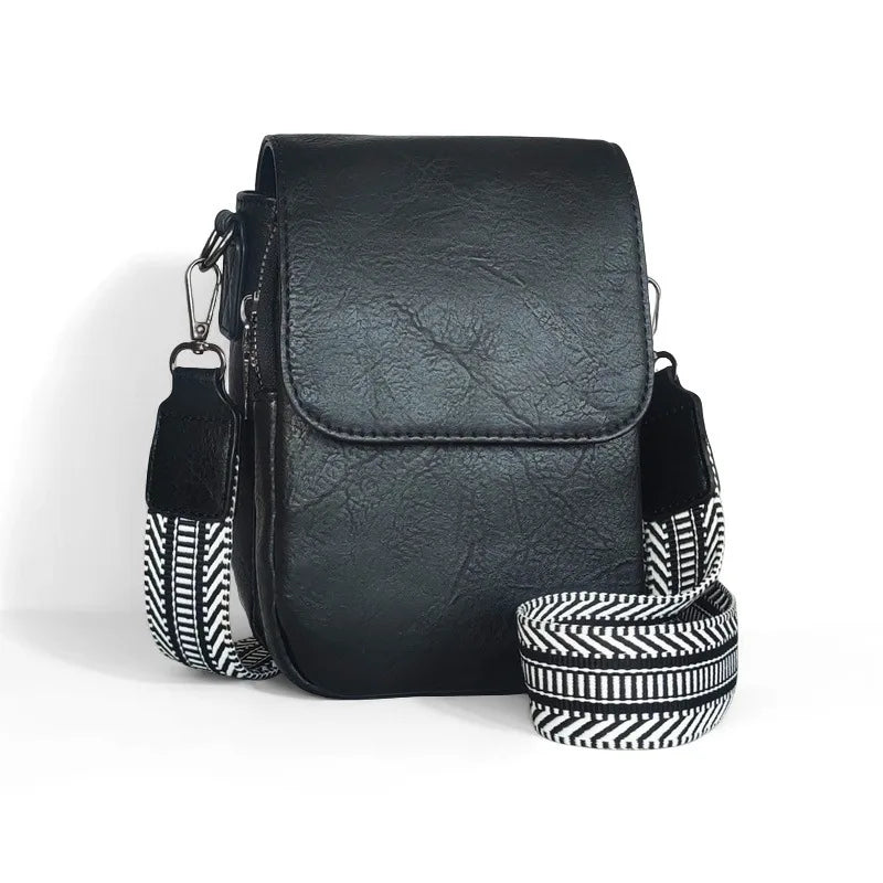 Women's New Retro Style PU Leather Crossbody Bag Adjustable One Shoulder Multi-Zipper Messenger Shoulder Bag