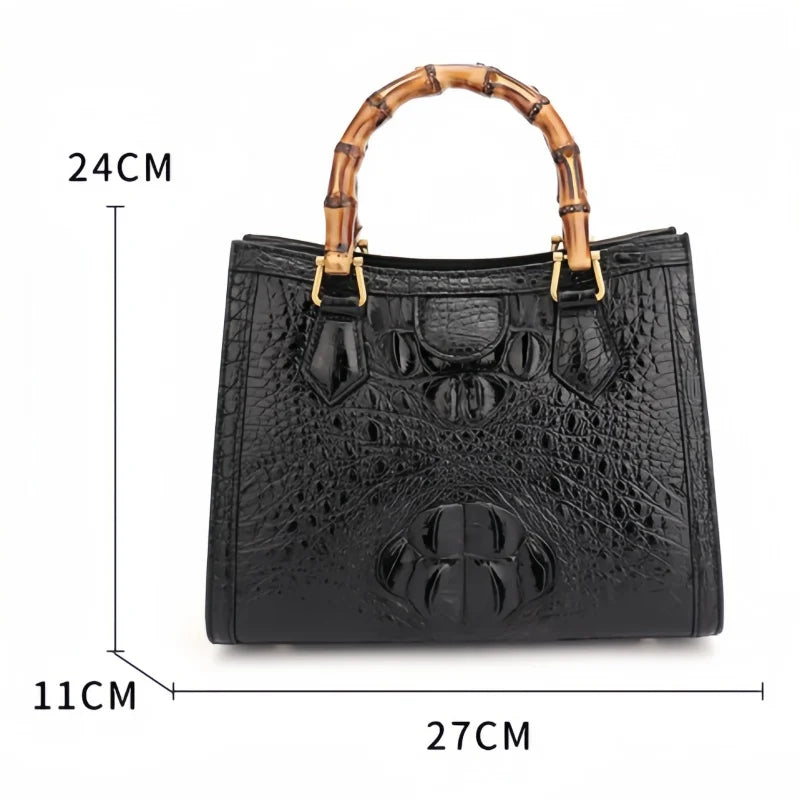 Sac a Main Dame Luxury Real Genuine Women Crocodile Skin Leather Bamboo Handle Crossbody Shoulder Handbags for Women Luxury Bags