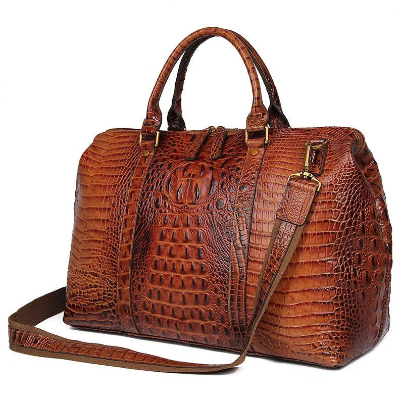 Luxury Crocodile Handbag Women Bags Large Capacity Alligator Print Leather Duffle Bag for Men Top Handle Leather Tote Bag Purse